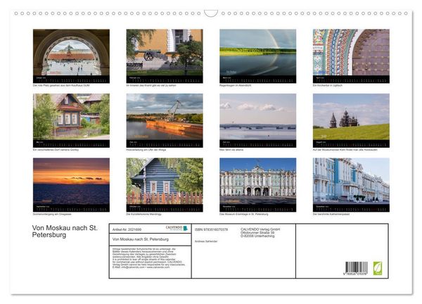 Produktbild: Von Moskau nach St. Petersburg (Wandkalender 2026 DIN A2 quer), CALVENDO Monatskalender