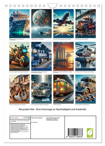 Produktbild: Recycelte Welt - Eine Hommage an Nachhaltigkeit und Kreativit&auml;t (Wandkalender 2026 DIN A4 hoch), CALVENDO Monatskalender