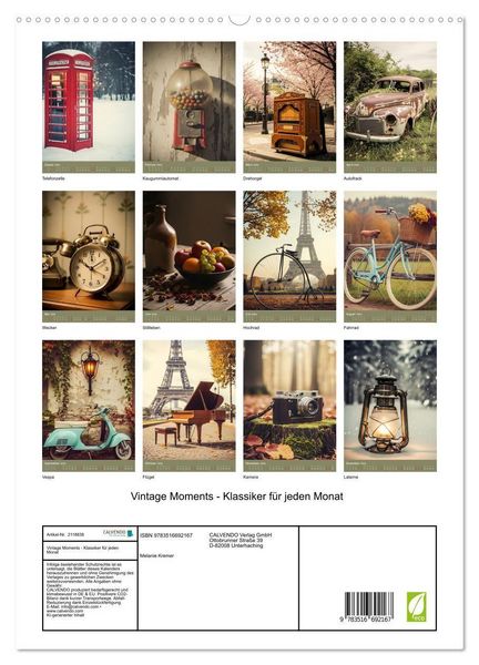 Produktbild: Vintage Moments - Klassiker f&uuml;r jeden Monat (hochwertiger Premium Wandkalender 2026 DIN A2 hoch), Kunstdruck in Hochglanz