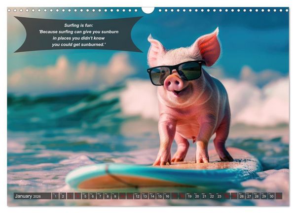 Produktbild: A year of fun with surfing animals (Wall Calendar 2026 DIN A3 landscape), CALVENDO 12 Month Wall Calendar