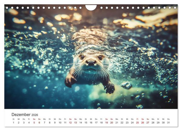 Produktbild: W&auml;chter des Flusses - Ein Jahr mit Fischottern (Wandkalender 2026 DIN A4 quer), CALVENDO Monatskalender