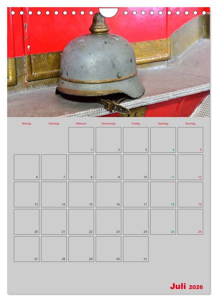 Produktbild: Alte Feuerwehrhelme - Terminplaner (Wandkalender 2026 DIN A4 hoch), CALVENDO Monatskalender