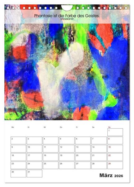 Produktbild: Farbenleuchten - Abstrakte Gouachemalerei mit Zitaten &uuml;ber die Farben (Wandkalender 2026 DIN A4 hoch), CALVENDO Monatskalender