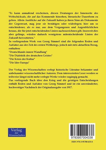 Produktbild: Der Krieg und die geistigen Entscheidungen