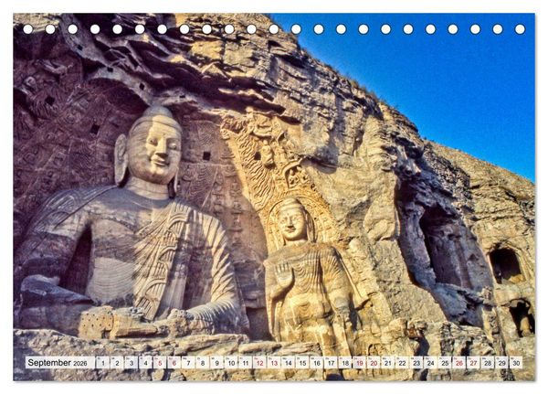 Produktbild: Die Grotten und h&auml;ngenden Kl&ouml;ster von Yungang (Tischkalender 2026 DIN A5 quer), CALVENDO Monatskalender