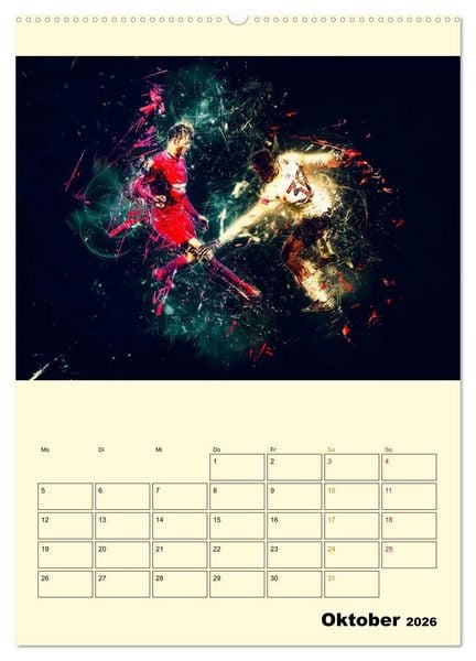 Produktbild: Fu&szlig;ball - Feuer (Wandkalender 2026 DIN A2 hoch), CALVENDO Monatskalender