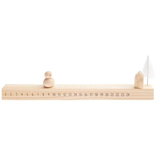 Schiebe-Adventskalender Schneemann Holz 36x11,5x3cm