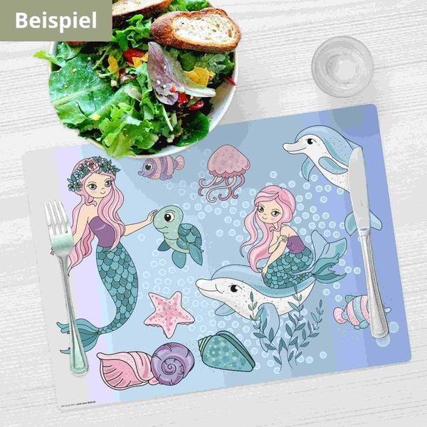 Produktbild: Tischsetmacher Tischset f&uuml;r Kinder Meerjungfrauen unter Wasser, aus hochwertigem Vinyl , 44 x 32 cm