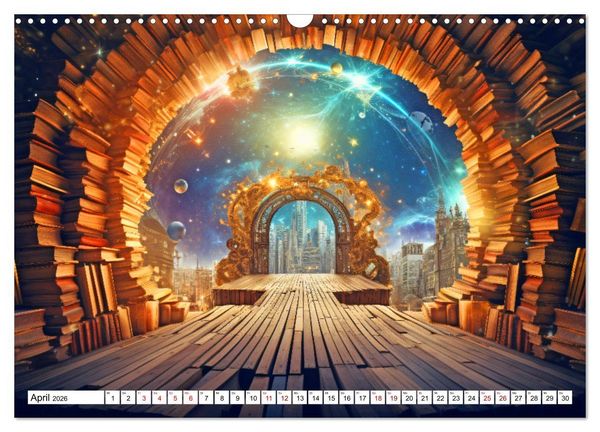 Produktbild: Mystische Welten - Mit B&uuml;chern die Grenzen der Phantasie erweitern (Wandkalender 2026 DIN A3 quer), CALVENDO Monatskalender