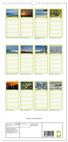 Produktbild: Familienplaner 2026 - Hawaii - Land of Aloha mit 5 Spalten (Wandkalender, 21 x 45 cm) CALVENDO