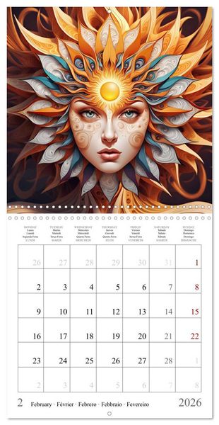 Produktbild: Univers Enchanteresses (Calendrier mural carr&eacute; 2026 30x30 cm) Calendrier double avec une page pour vos prises de notes