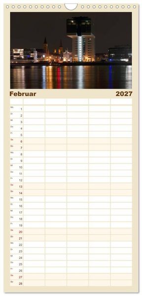 Produktbild: Familienplaner 2027 - K&ouml;ln bei Nacht mit 5 Spalten (Wandkalender, 21 x 45 cm) CALVENDO