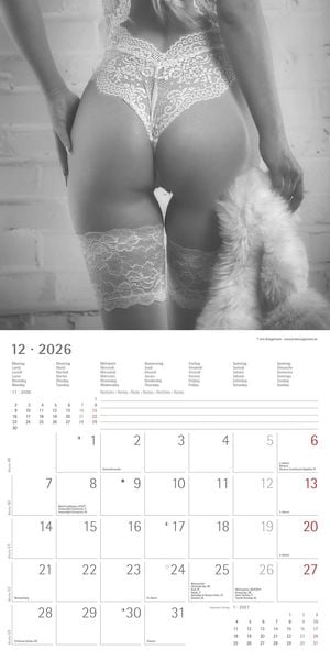 Produktbild: Feminine 2026 - Broschürenkalender 30x30 cm (30x60 geöffnet) - Kalender mit Platz für Notizen - Feminin - Bildkalender - Wandplaner - Erotikkalender
