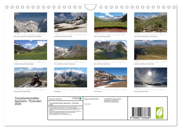 Produktbild: Traumlandschaften Spaniens - Pyren&auml;en 2026 (Wandkalender 2026 DIN A4 quer), CALVENDO Monatskalender