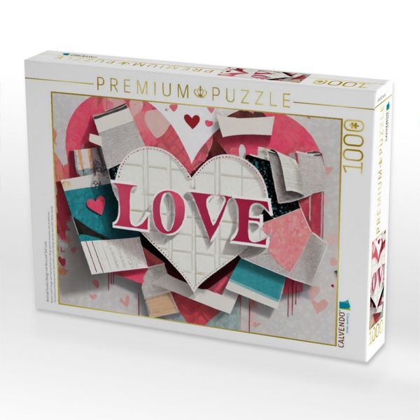 Produktbild: CALVENDO Puzzle Abstrakt buntes Design mit Herz und Text Love | 1000 Teile Lege-Gr&ouml;&szlig;e 64x48cm Foto-Puzzle f&uuml;r gl&uuml;ckliche Stunden