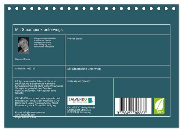 Produktbild: Mit Steampunk unterwegs (Tischkalender 2026 DIN A5 quer), CALVENDO Monatskalender
