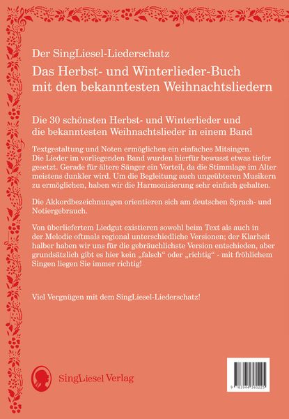 Produktbild: Die sch&ouml;nsten Herbst- und Winterlieder mit allen bekannten Weihnachtslieder - Das Liederbuch