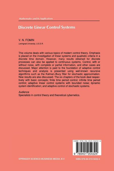 Produktbild: Discrete Linear Control Systems