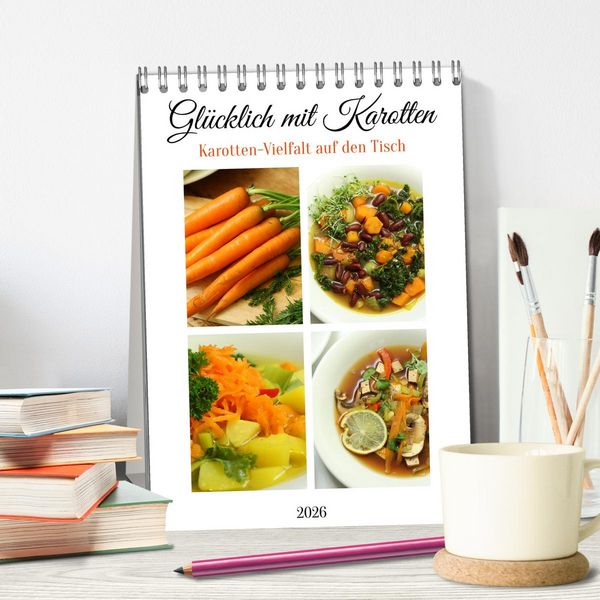 Produktbild: Gl&uuml;cklich mit Karotten (Tischkalender 2026 DIN A5 hoch), CALVENDO Monatskalender