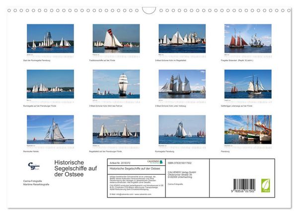 Produktbild: Historische Segelschiffe auf der Ostsee (Wandkalender 2026 DIN A3 quer), CALVENDO Monatskalender