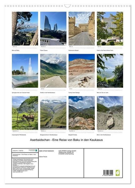Produktbild: Aserbaidschan - Eine Reise von Baku in den Kaukasus (Wandkalender 2026 DIN A2 hoch), CALVENDO Monatskalender