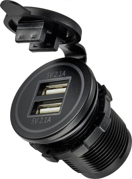 Produktbild: USB-Ladestecker mit 2 USB A-Anschl&uuml;ssen Buchse, Einbau TC-9070412 TRU COMPONENTS Inhalt: 1 St.