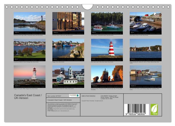 Produktbild: Canada's East Coast / UK-Version (Wall Calendar 2026 DIN A4 landscape), CALVENDO 12 Month Wall Calendar