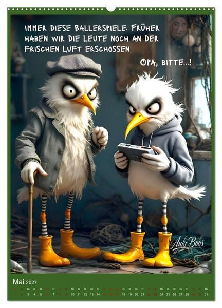 Produktbild: B&ouml;se M&ouml;wen - Jenseits des guten Geschmacks (hochwertiger Premium Wandkalender 2027 DIN A2 hoch), Kunstdruck in Hochglanz