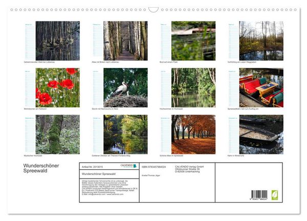 Produktbild: Wundersch&ouml;ner Spreewald (Wandkalender 2026 DIN A2 quer), CALVENDO Monatskalender