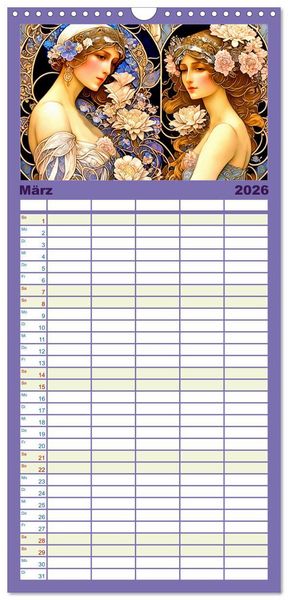 Produktbild: Familienplaner 2026 - Art Deco Freundinnen mit 5 Spalten (Wandkalender, 21 x 45 cm) CALVENDO