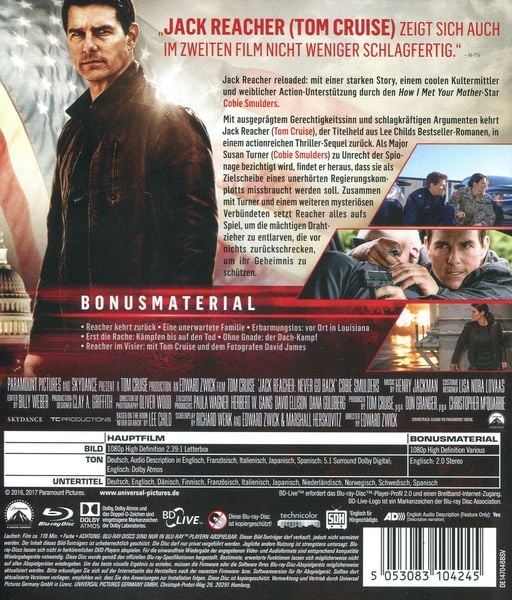 Produktbild: Jack Reacher: Kein Weg zur&uuml;ck