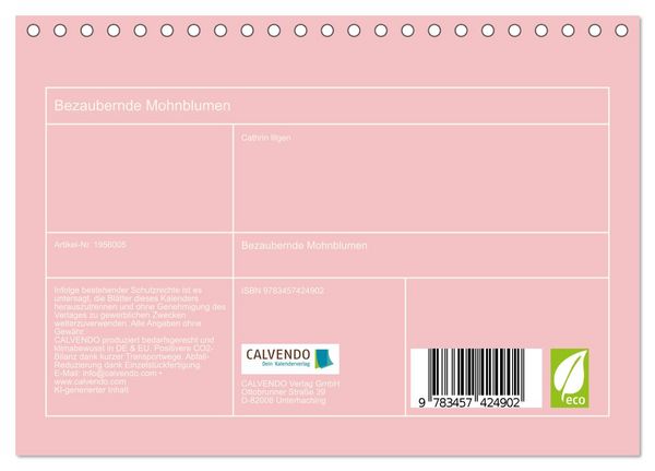 Produktbild: Bezaubernde Mohnblumen (Tischkalender 2026 DIN A5 quer), CALVENDO Monatskalender