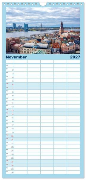 Produktbild: Familienplaner 2027 - Riga - Paris des Ostens mit 5 Spalten (Wandkalender, 21 x 45 cm) CALVENDO