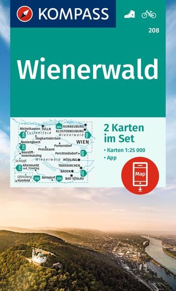 Produktbild: KOMPASS Wanderkarten-Set 208 Wienerwald (2 Karten) 1:25.000