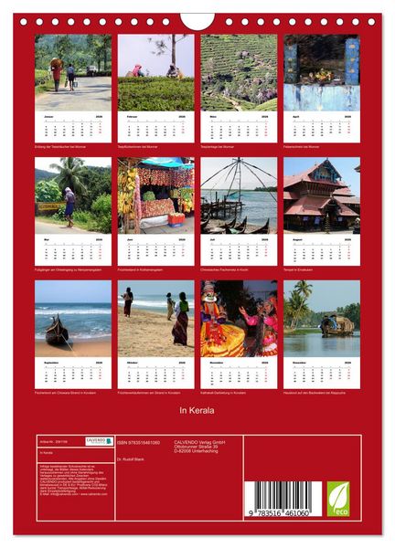 Produktbild: In Kerala (Wandkalender 2026 DIN A4 hoch), CALVENDO Monatskalender