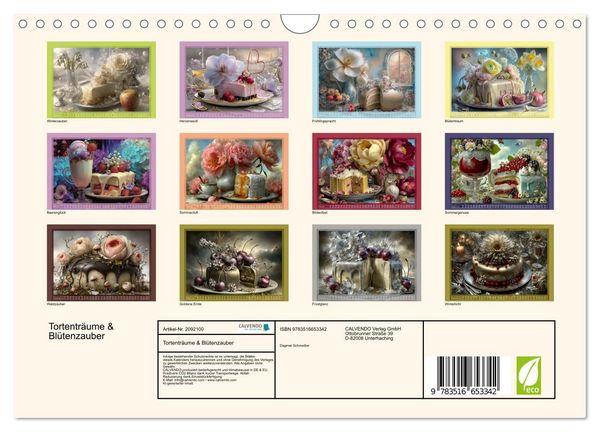Produktbild: Tortentr&auml;ume & Bl&uuml;tenzauber (Wandkalender 2026 DIN A4 quer), CALVENDO Monatskalender