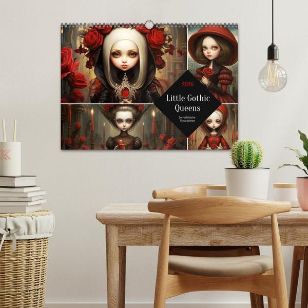 Produktbild: Little Gothic Queens. Surrealistische Illustrationen (Wandkalender 2026 DIN A3 quer), CALVENDO Monatskalender
