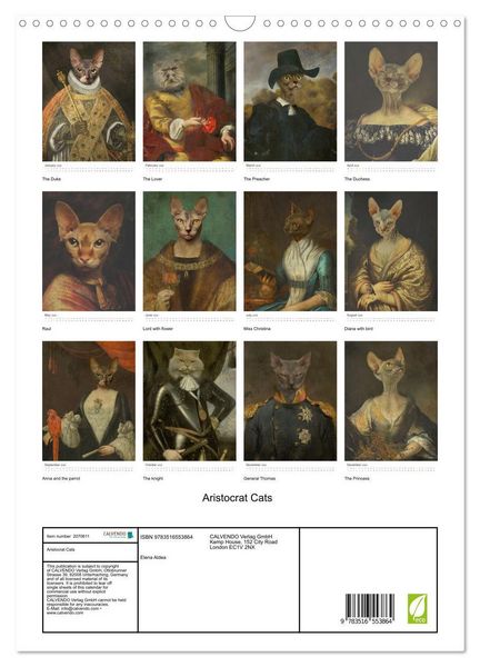 Produktbild: Aristocrat Cats (Wall Calendar 2026 DIN A3 portrait), CALVENDO 12 Month Wall Calendar