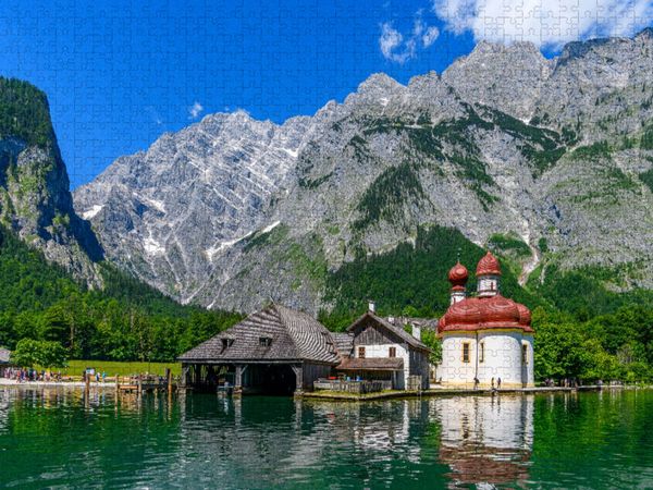Produktbild: CALVENDO Puzzle Halbinsel Hirschau mit St. Bartholom&auml;, Sch&ouml;nau | 1000 Teile Lege-Gr&ouml;&szlig;e 64x48cm Foto-Puzzle f&uuml;r gl&uuml;ckliche Stunden