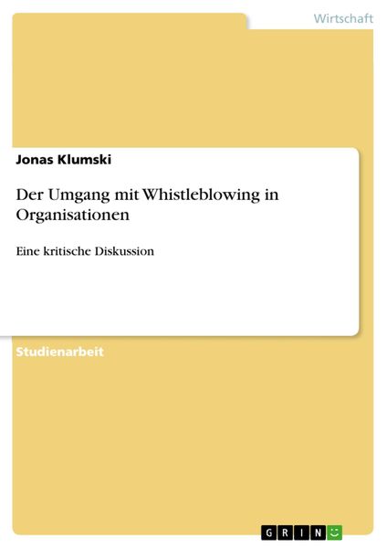 Produktbild: Der Umgang mit Whistleblowing in Organisationen