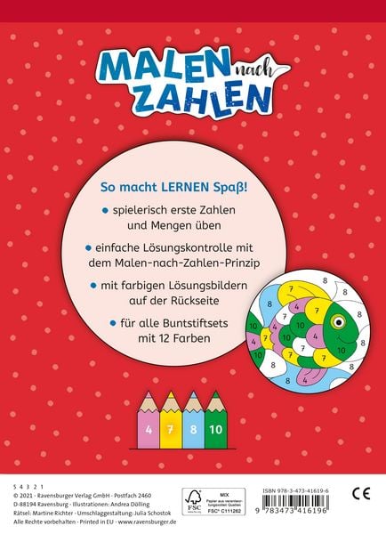 Produktbild: Malen nach Zahlen - Vorschule: Erste Zahlen