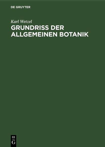 Produktbild: Grundri&szlig; der allgemeinen Botanik