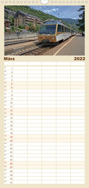 Produktbild: Schweizer Eisenbahn - Familienplaner hoch (Wandkalender 2022 , 21 cm x 45 cm, hoch)