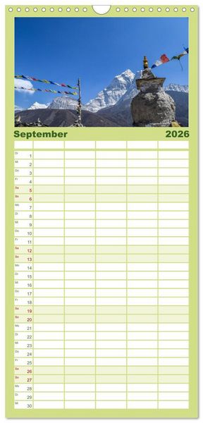 Produktbild: Familienplaner 2026 - Nepal- Trekking durchs Hochgebirge mit 5 Spalten (Wandkalender, 21 x 45 cm) CALVENDO