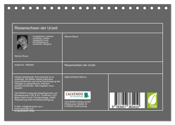 Produktbild: Riesenechsen der Urzeit (Tischkalender 2026 DIN A5 quer), CALVENDO Monatskalender