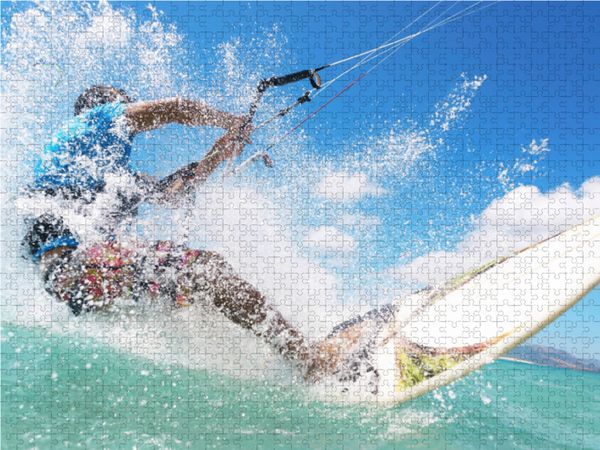 Produktbild: CALVENDO Puzzle Kitesurfer in der sch&auml;umenden Gischt. | 1000 Teile Lege-Gr&ouml;&szlig;e 64x48cm Foto-Puzzle f&uuml;r gl&uuml;ckliche Stunden