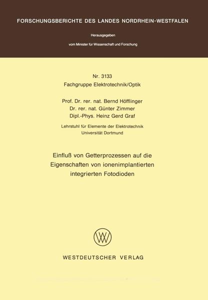 Produktbild: Einflu&szlig; von Getterprozessen auf die Eigenschaften von ionenimplantierten integrierten Fotodioden