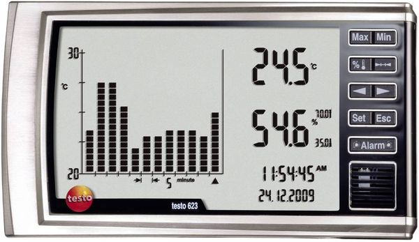 Testo 623 Luftfeuchtemessgerät (Hygrometer)  0 % rF 100 % rF Datenloggerfunktion, Taupunkt-/Schimmelwarnanzeige
