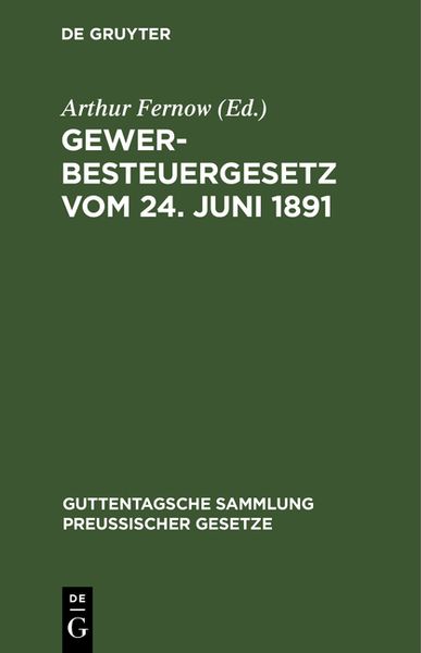 Produktbild: Gewerbesteuergesetz vom 24. Juni 1891