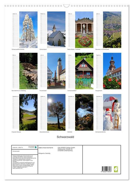 Produktbild: Schwarzwald (Wandkalender 2026 DIN A2 hoch), CALVENDO Monatskalender